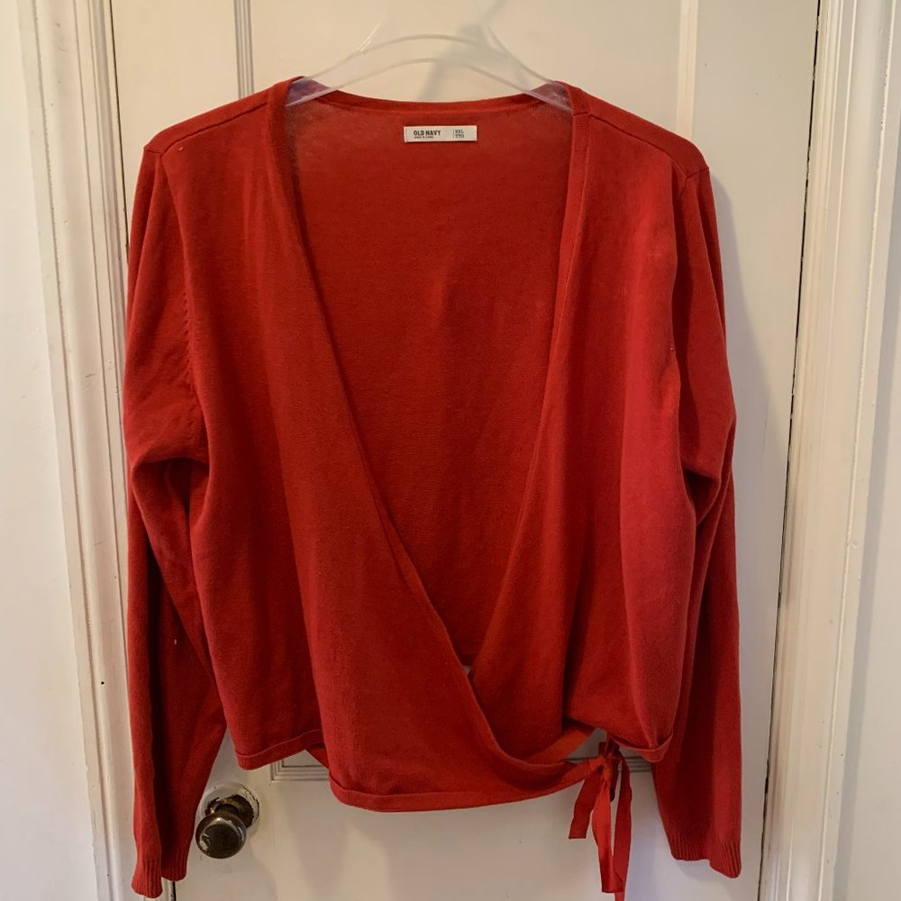Old Navy Red Wrap Sweater Lightweight Size XXL EUC
